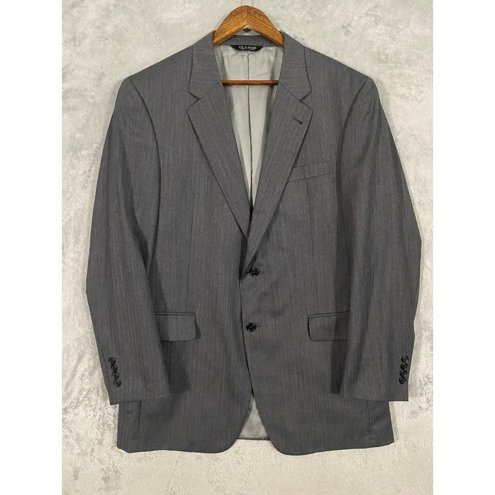 Jos. A. Bank Suit Jacket Mens 43L Gray Signature Collection Wool Herringbone